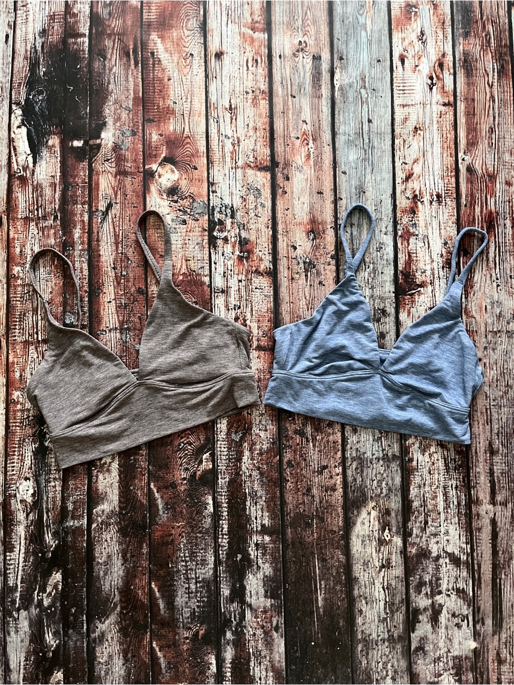 Gap Body Seamless V-Neck Gray & Blue Bralette Set